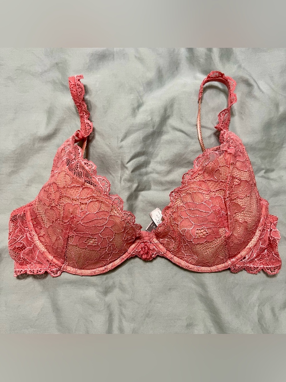 Victoria's Secret Unlined Plunge Bra | Pink Lace | 36B
